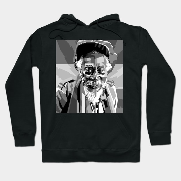 Bunny Wailer Grayscale Portrait Pop Art Hoodie by RJWLTG